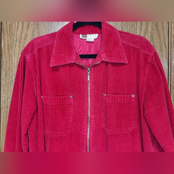 Women's Faded Glory Red Wide-Whale Corduroy Shirt Jacket Shacket Blazer, M - Picture 2 of 4